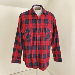 Allen Wickfield Wool Blend Buffalo Plaid Button Down Shirt Size XLT